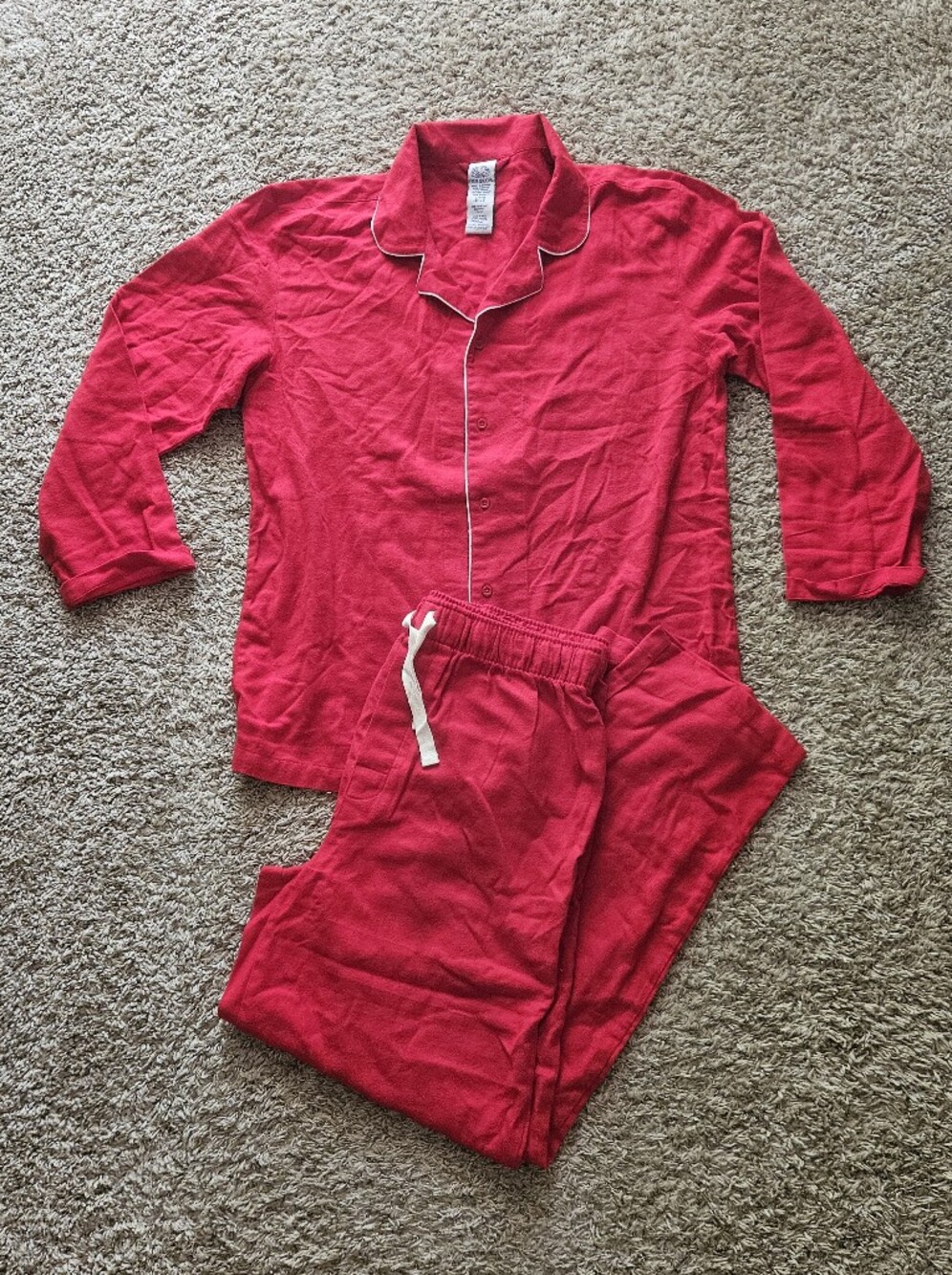Fruit Of The Loom Men's Adult Vintage Red Pajama Set Top & Bottom Size Large
